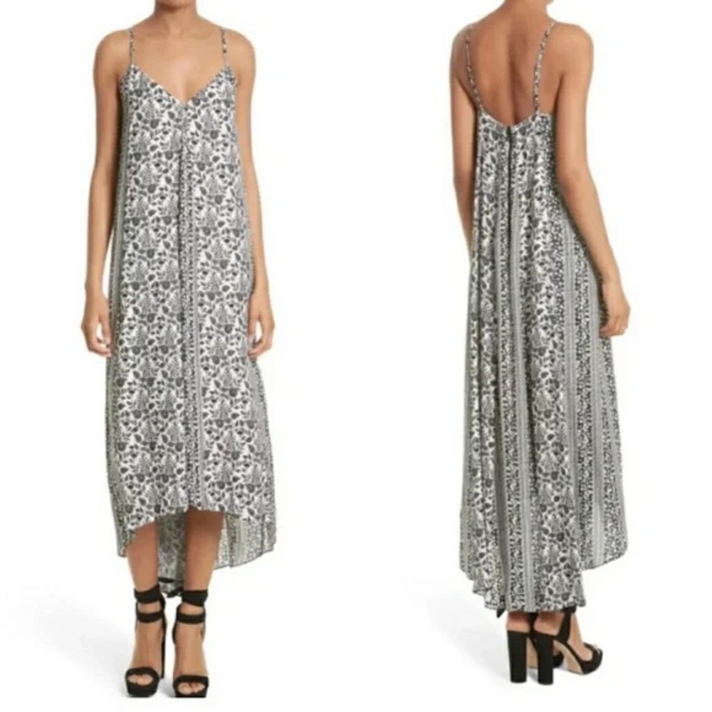Alice + Olivia Black & White Printed Hi Low Maxi Dress Large